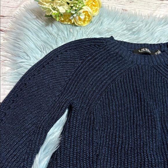 Lauren Ralph Lauren Black Label Dark Blue Knit Sweater sz MP - Picture 3 of 8